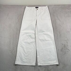 Banana Republic Authentic Chino Parachute Wide Leg Pants 6 in Cream Patch Pocket